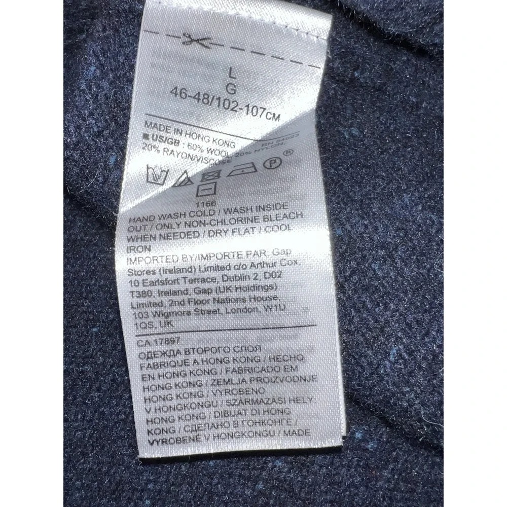 Banana Republic Men's Italian Yarn Wool Blend Navy Blue Hooded Sweater Popover